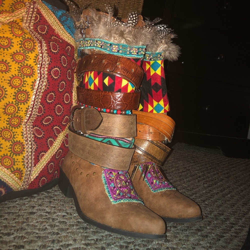 One of a kind hippie boots